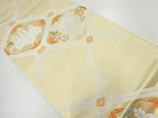 リサイクル　蜀江文に菊桐模様織出し袋帯（サービス品）